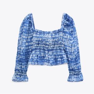 Zara Blue Tie Dye Blouse Size S